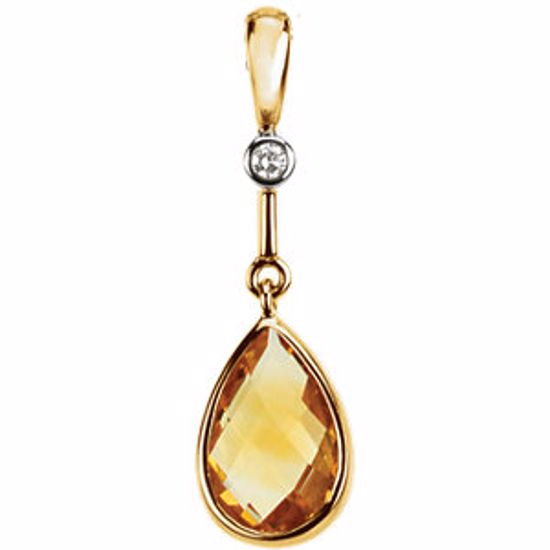 67305:101:P 14kt Yellow Citrine & .015 CTW Diamond Pendant