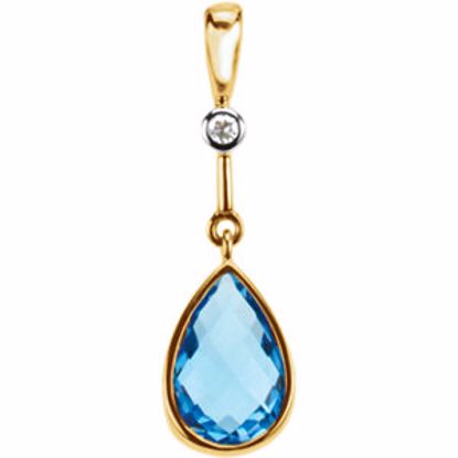 67307:101:P 14kt Yellow Swiss Blue Topaz & .015 CTW Diamond Pendant