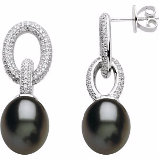 67308:101:P Freshwater Cultured Pearl & Diamond Earrings