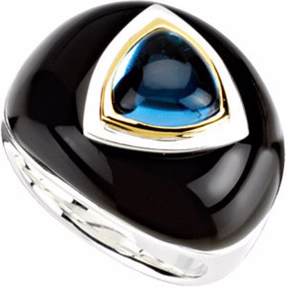 67309:103:P Swiss Blue Topaz & Onyx Dome Ring