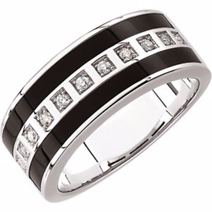 65517:60004:P 14kt White Onyx & 1/5 CTW Diamond Ring Size 9