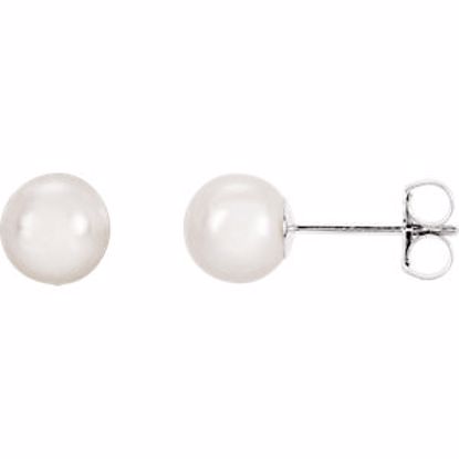 61103:103:P 14kt White 6mm White Akoya Cultured Pearl Earrings