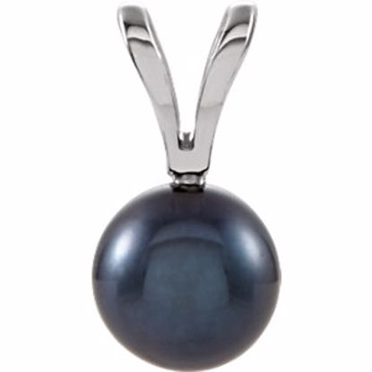 61620:102:P 14kt White 6mm Black Akoya Pearl Pendant