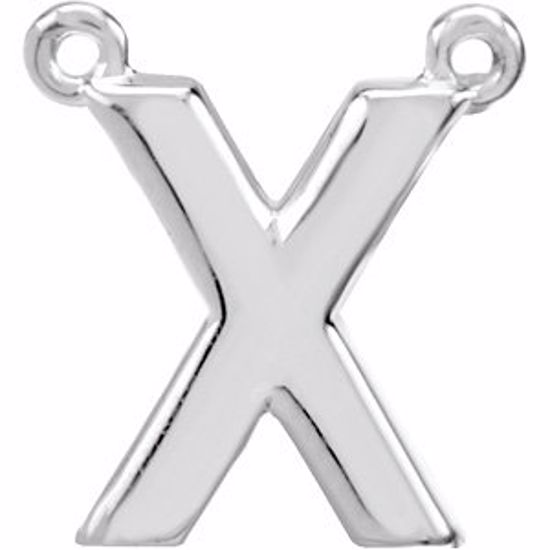 84575:316208:P Sterling Silver Letter "X" Block Initial Necklace Center