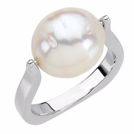 67270:6006:P 14kt White South Sea Cultured Pearl Ring 