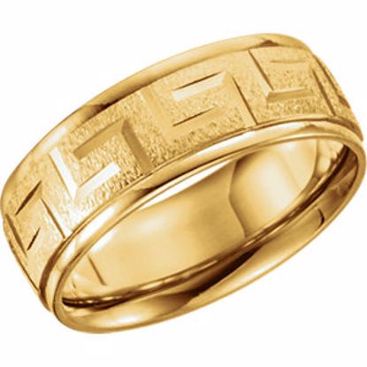 50680:60017:P 14kt Yellow 7mm Greek Key Pattern Band Size 7