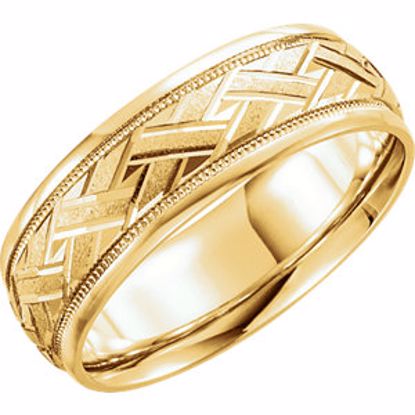50679:60029:P 14kt Yellow 7mm Comfort Fit Design Band Size 8