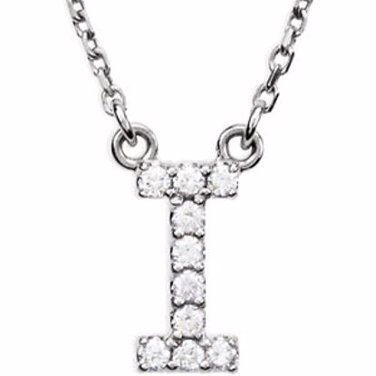 67311:108:P 14kt White Letter "I" 1/10 CTW Diamond 16" Necklace