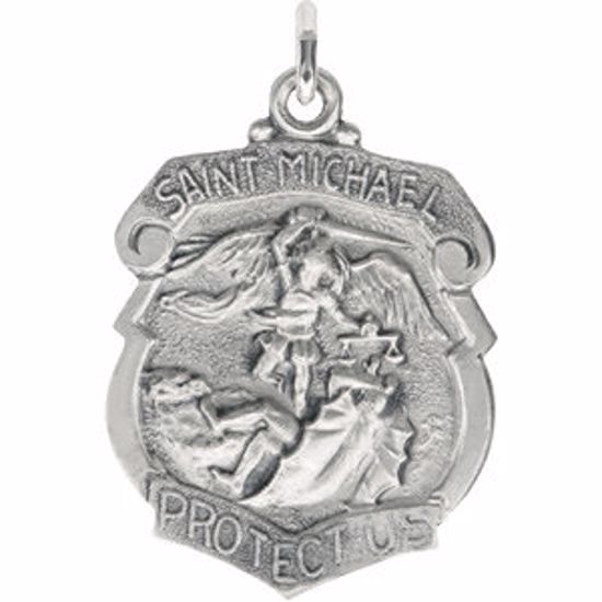 R5060:67344:P Sterling Silver 28x21mm St. Michael Medal