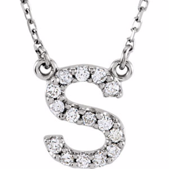 67311:118:P 14kt White Letter "S" 1/6 CTW Diamond 16" Necklace