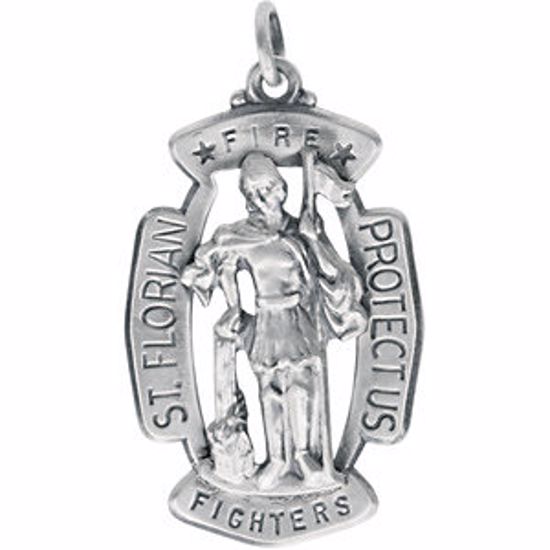 R16436:104225:P Sterling Silver 33x20.5mm St. Florian Medal