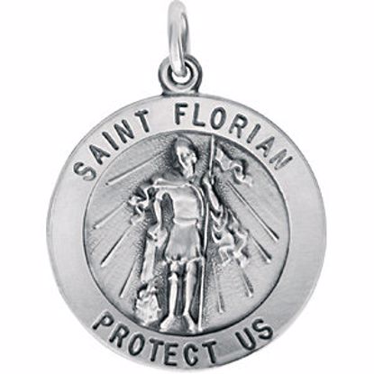 R5053:67339:P Sterling Silver 22mm Round St. Florian Medal