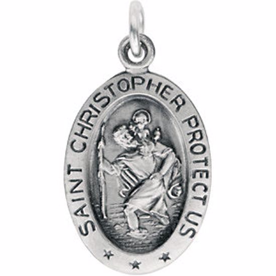 R5023:67328:P Sterling Silver 17x11mm Oval St. Christopher Medal