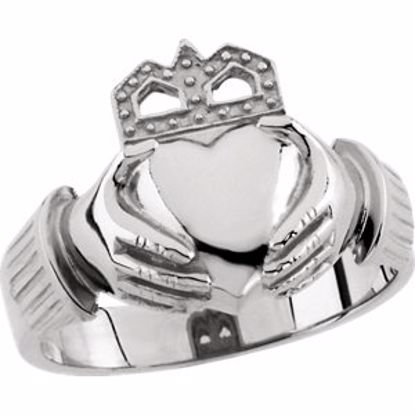 9423:32293:P 10kt White 15x11mm Men's Claddagh Ring