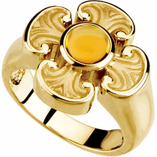 R43046C:101:P 14kt Yellow Citrine Maltese Cross Ring