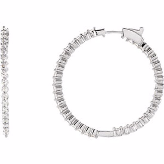 67378:105:P Sterling Silver 42mm Cubic Zirconia Hoop Earrings