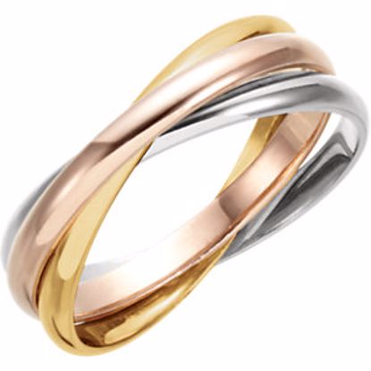 5621:77924:P 14kt Yellow, White & Rose 3 Band Rolling Ring Size 12.5