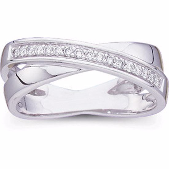 61510:60008:P 14kt White 1/6 CTW Diamond Overlap Ring Size 8