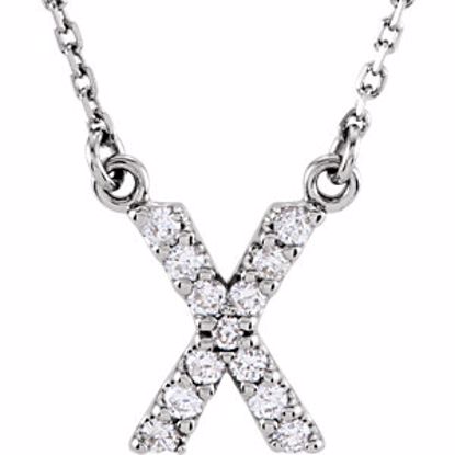 67311:123:P 14kt White Letter "X" 1/8 CTW Diamond 16" Necklace