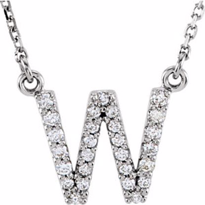 67311:122:P 14kt White Letter "W" 1/6 CTW Diamond 16" Necklace