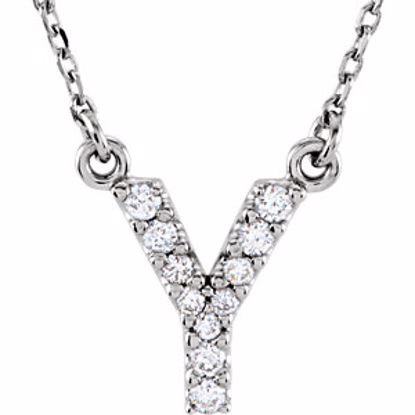 67311:124:P 14kt White Letter "Y" 1/10 CTW Diamond 16" Necklace