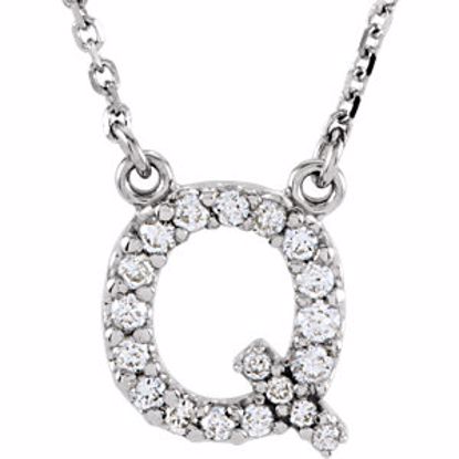 67311:116:P 14kt White Letter "Q" 1/6 CTW Diamond 16" Necklace