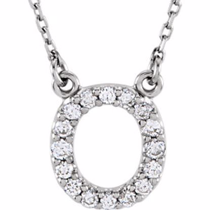 67311:114:P 14kt White Letter "O" 1/6 CTW Diamond 16" Necklace