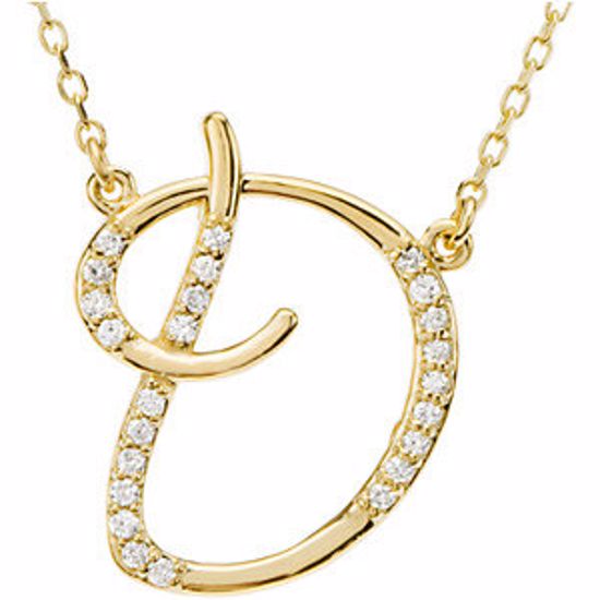 67399:107:P 14kt Yellow Letter "D" 1/8 CTW Diamond Initial 17" Necklace