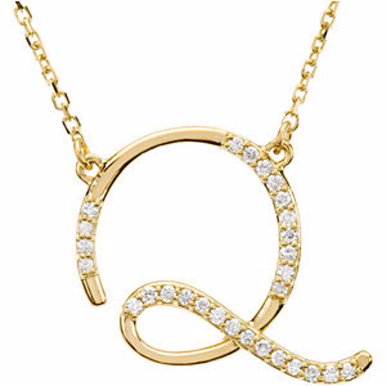 67399:133:P 14kt Yellow Letter "Q" 1/6 CTW Diamond Initial 17" Necklace