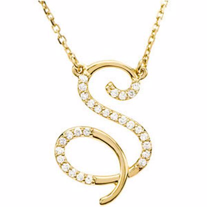 67399:137:P 14kt Yellow Letter "S" 1/6 CTW Diamond Initial 17" Necklace