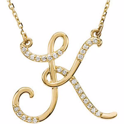 67399:121:P 14kt Yellow Letter "K" 1/6 CTW Diamond Initial 17" Necklace