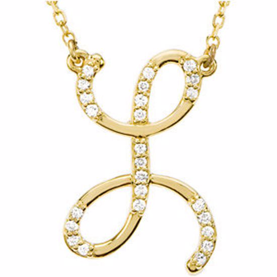 67399:123:P 14kt Yellow Letter "L" 1/8 CTW Diamond Initial 17" Necklace