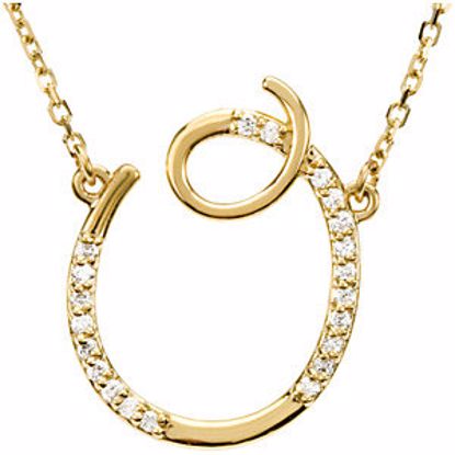 67399:129:P 14kt Yellow Letter "O" 1/10 CTW Diamond Initial 17" Necklace