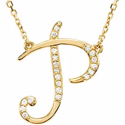 67399:131:P 14kt Yellow Letter "P" 1/10 CTW Diamond Initial 17" Necklace