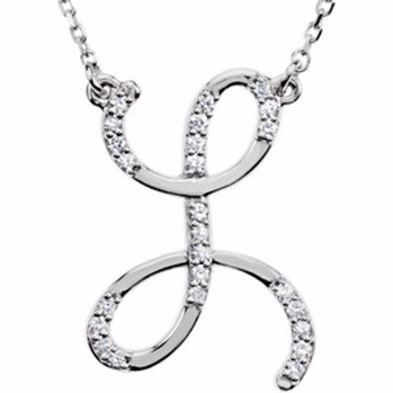 67399:122:P 14kt White Letter "L" 1/8 CTW Diamond Initial 17" Necklace