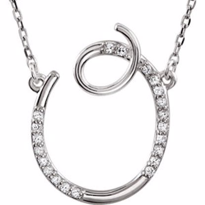 67399:128:P 14kt White Letter "O" 1/10 CTW Diamond Initial 17" Necklace