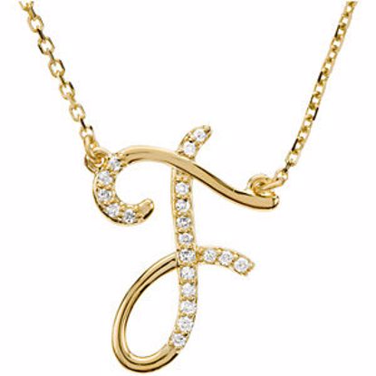 67399:111:P 14kt Yellow Letter "F" 1/10 CTW Diamond Initial 17" Necklace