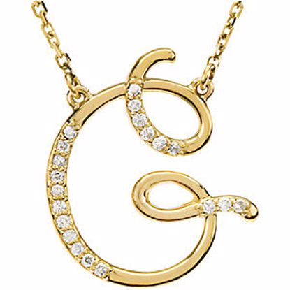 67399:113:P 14kt Yellow Letter "G" 1/10 CTW Diamond Initial 17" Necklace