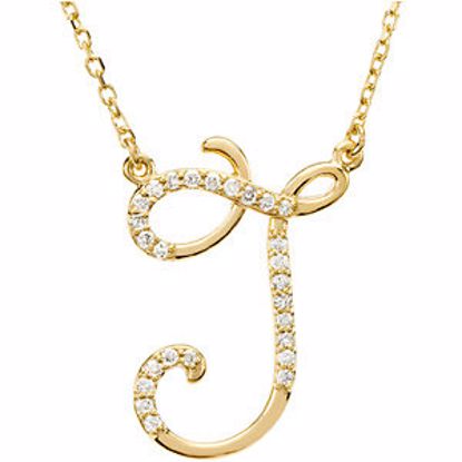 67399:119:P 14kt Yellow Letter "J" 1/8 CTW Diamond Initial 17" Necklace