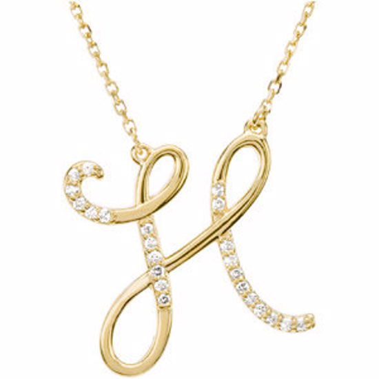 67399:115:P 14kt Yellow Letter "H" 1/8 CTW Diamond Initial 17" Necklace