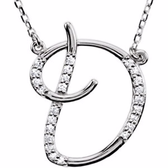 67399:106:P 14kt White Letter "D" 1/8 CTW Diamond Initial 17" Necklace