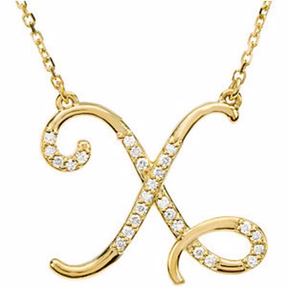 67399:147:P 14kt Yellow Letter "X" 1/8 CTW Diamond Initial 17" Necklace