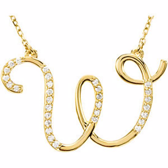 67399:145:P 14kt Yellow Letter "W" 1/6 CTW Diamond Initial 17" Necklace