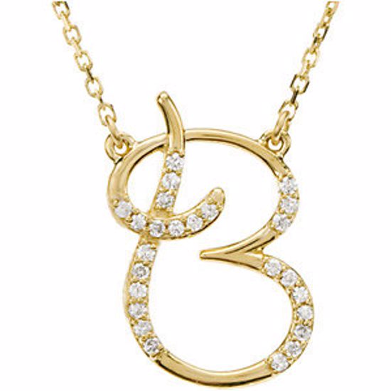 67399:103:P 14kt Yellow Letter "B" 1/8 CTW Diamond Initial 17" Necklace