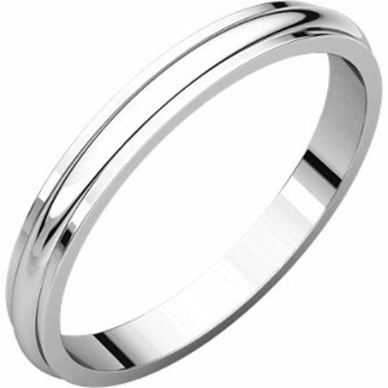 HRE4:149297:P 10kt White 2.5mm Half Round Edge Band