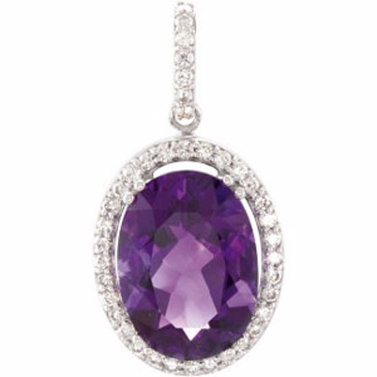 69244:102:P 14kt White Amethyst & 1/2 CTW Diamond Pendant