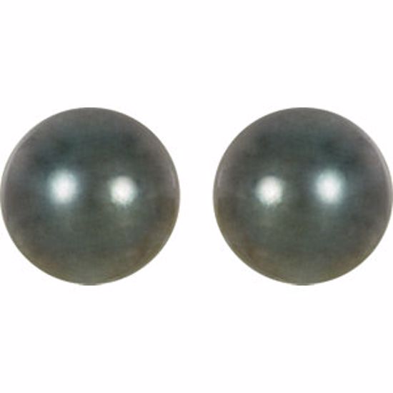 67430:100:P 14kt Palladium White 8mm Round Tahitian Cultured Pearl Earrings
