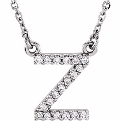 67311:125:P 14kt White Letter "Z" 1/10 CTW Diamond 16" Necklace