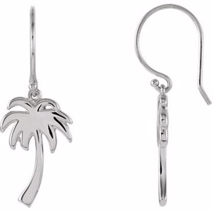 84609:101:P 14kt White Petite Palm Tree Earrings