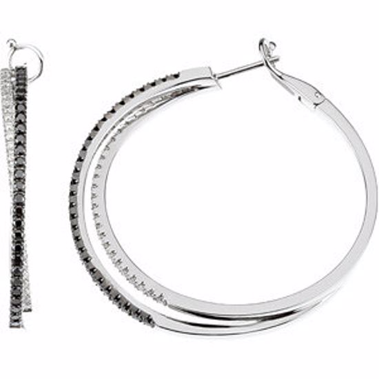 67433:60001:P Black & White Diamond Hoop Earrings